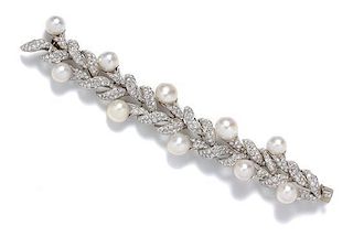 A Platinum, Cultured South Sea Pearl and Diamond Bracelet, Harry Winston, 66.00 dwts.
