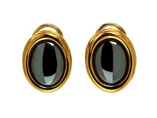 A Pair of 18 Karat Yellow Gold and Hematite Earclips, Angela Cummings for Tiffany & Co., 13.10 dwts.