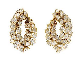 A Pair of Gold Plated Platinum and Diamond Earclips, Harry Winston, 17.90 dwts.
