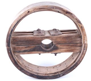 Late 1800's Wooden Flat Belt Pulley Wheel
