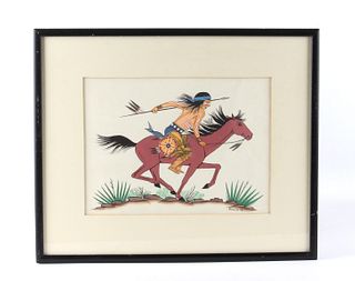 Apache Warrior Painting by Ignatius Palmer 1972