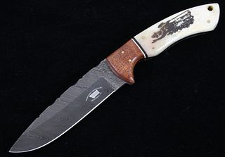 M.T. Knives Smokey Bear Custom Damascus Knife