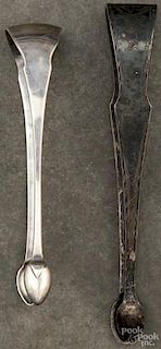 Boston bright cut silver sugar tongs, ca. 1770, bearing the touch of Daniel Henchman