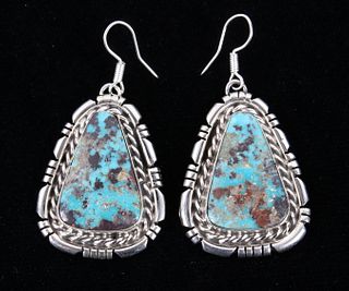 Navajo B. Lee Apache Turquoise & Sterling Earrings