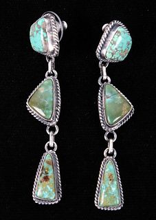 Navajo Silver & Pilot Mountain Turquoise Earrings
