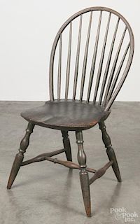 Bowback Windsor side chair, ca. 1800, retaining an old green surface.