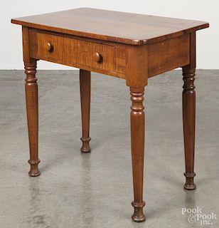 Sheraton tiger maple work table, 19th c., 26 1/4'' h., 28'' w.