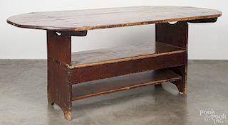 Pine bench table, 19th c., 29'' h., 72'' w., 42 1/4'' d.