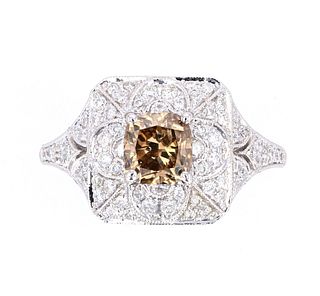 Fancy Brown Diamond Vintage Estate 18K Ring