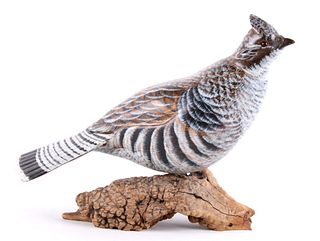 Chris Olson Painted & Signed Scaled Quail Carving
