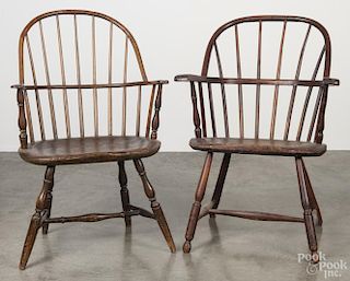 Sackback Windsor armchair, ca. 1790, together with a later sackback chair, ca. 1900.