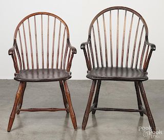 New Jersey bowback Windsor armchair, ca. 1800, branded W. McElroy