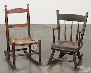 Two child's rocking chairs, late 19th c., 21'' h. and 23 1/2'' h.