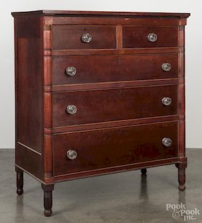 Sheraton cherry and maple chest of drawers, ca. 1840, 47 1/4'' h., 40'' w.