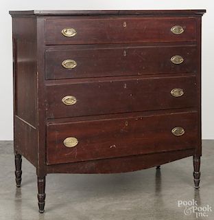 Pennsylvania Sheraton stained cherry chest of drawers, ca. 1830, 42'' h., 40'' w.