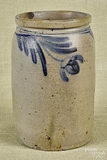 Pennsylvania stoneware crock, 19th c., with cobalt floral decoration, 11'' h.