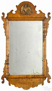 Chippendale style tiger maple mirror, 30'' h.