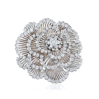 Vintage Diamond Flower Brooch