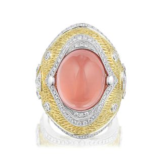 Pink Quartz and Diamond Ring