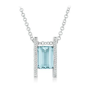 Aquamarine and Diamond Pendant Necklace