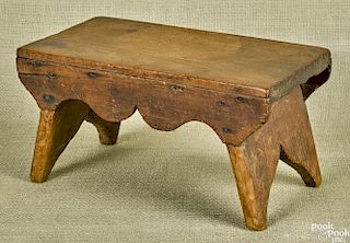 Pennsylvania mixed wood stool, 19th c., 5 3/4'' h., 12'' w.