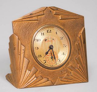 French Bronze Art Deco Clock c1920s