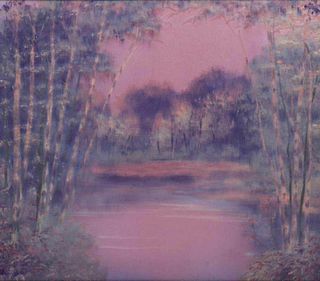 Rookwood Scenic Plaque E.T. Hurley Sunset Over Lake