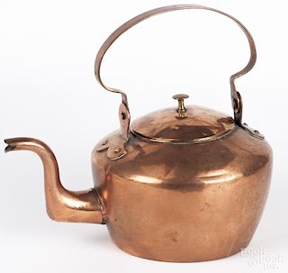 American copper kettle, 19th c., 10 3/4'' h.