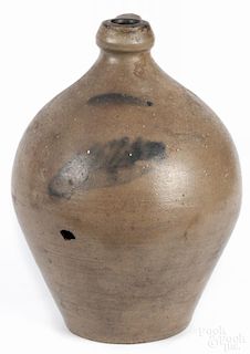 New York stoneware ovoid jug, early 19th c., impressed H. Nash Utica, with cobalt leaf decoration