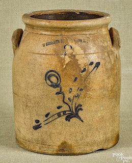 New York two-gallon stoneware crock, 19th c., impressed W Roberts Binghamton N.Y.