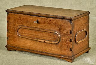Pennsylvania walnut lock box, 19th c., 7 1/4'' h., 13'' w.