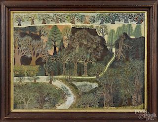 John Roeder (American 1877-1964), oil on board primitive landscape, signed lower right, 18'' x 24''.