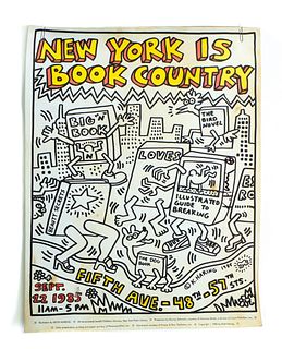 Keith Haring "New York Is Book Country" Signed