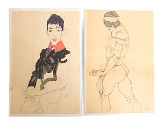 Egon Schiele Two Portraits: Woman & Man Print