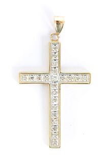 10K YG Cross Pendant w/22 Diamonds