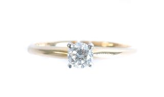 14K Yellow Gold Diamond Solitaire Ring Size 5