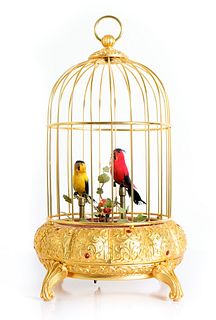 Double Singing Birds in Jeweled Cage Atomaton