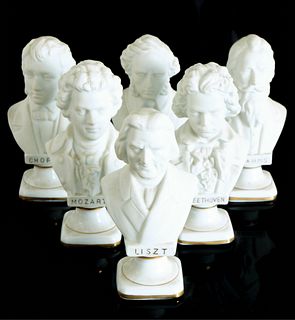 Group, Six Bisque Porcelain Busts of Composers