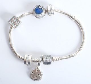 Pandora Sterling Silver Bracelet w/Charms