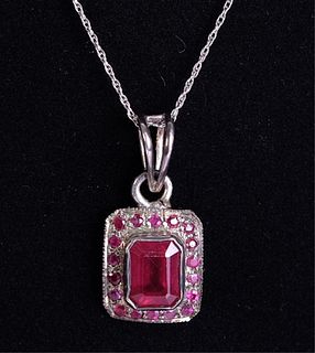 Sterling Silver & Ruby Pendant Necklace