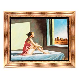"Morning Sun". Reproducción de la obra de Edward Hopper. Óleo sobre lienzo. Con marco. 60 x 80 cm
