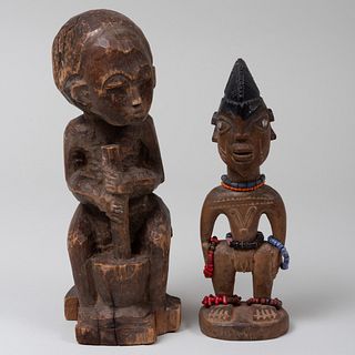 Two African Carved Wood Ancestor Figures, Probably Ivory CoastÂ 