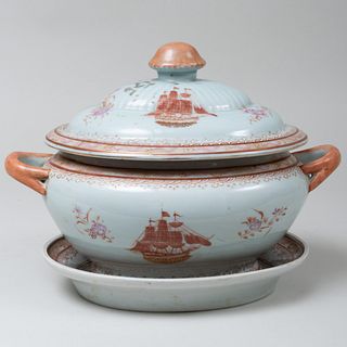 Chinese Export Porcelain Tureen on Stand 