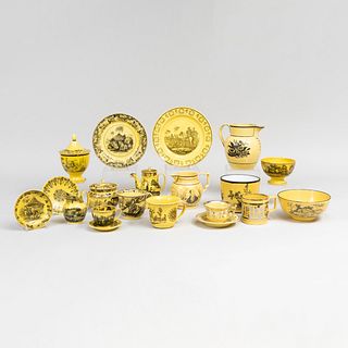 Group of Yellow Ground Faience Articles