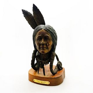 Native Amrican Bronze Sculpture Bust, Silent Yesterday