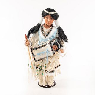 Native American Porcelain Doll With Baby
