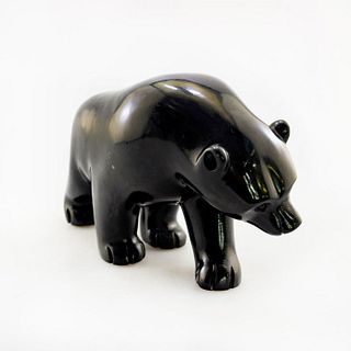 Inuit Soapstone/Regional Stone Figurine Sculpture, Black Bear