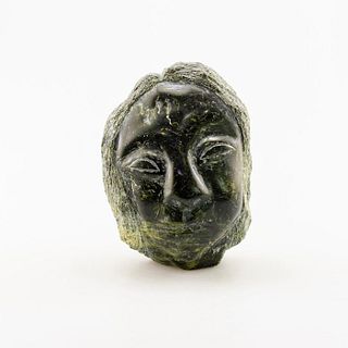 Inuit Soapstone/Regional Stone Figurine Sculpture, Native Woman Head
