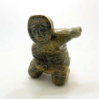 Inuit Tribal Soapstone/Regional Stone Figure Sculpture, Dancing Shaman