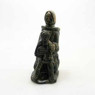 Inuit Tribal Soapstone/Regional Stone Figure Sculpture, Mother & Child
